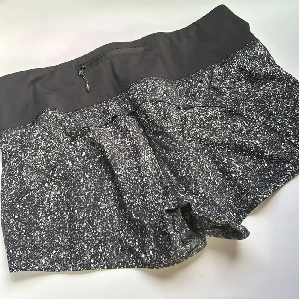 Lululemon Run Times Short in Mini Splatter White Black Size 6